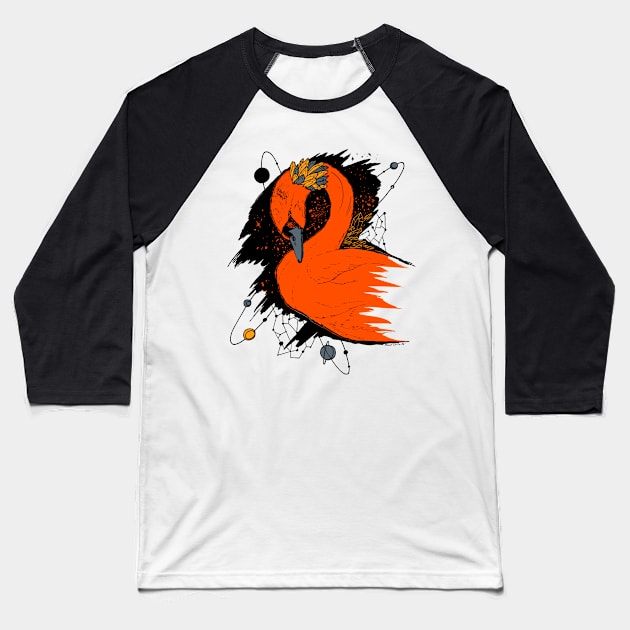 Orangrey Swan Among The Stars Baseball T-Shirt by kenallouis